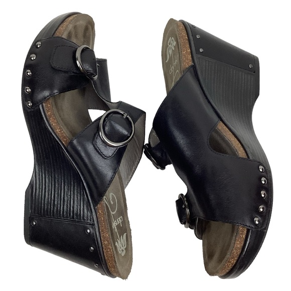 DANSKO Fern Studded Wedge Leather Buckle Platform Sandals #1906020200 - Picture 3 of 13